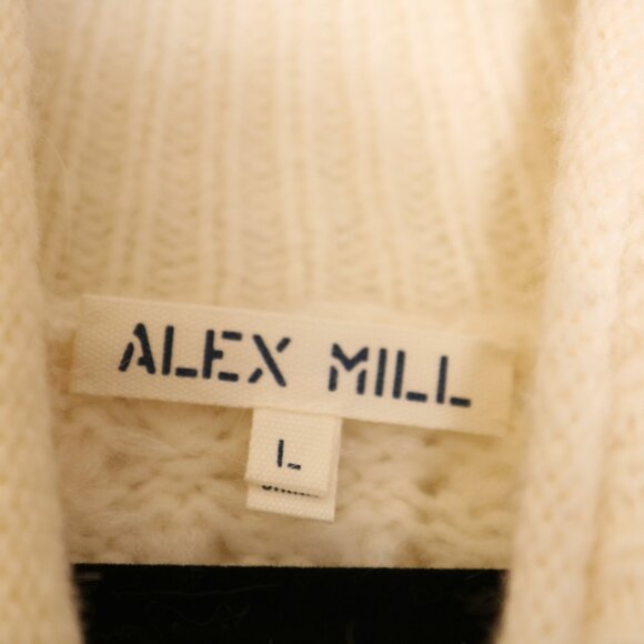 Alex Mill Camil Cable Knit Sweater Large Turtleneck Ivory Fisherman Wool Alpaca - Picture 3 of 7